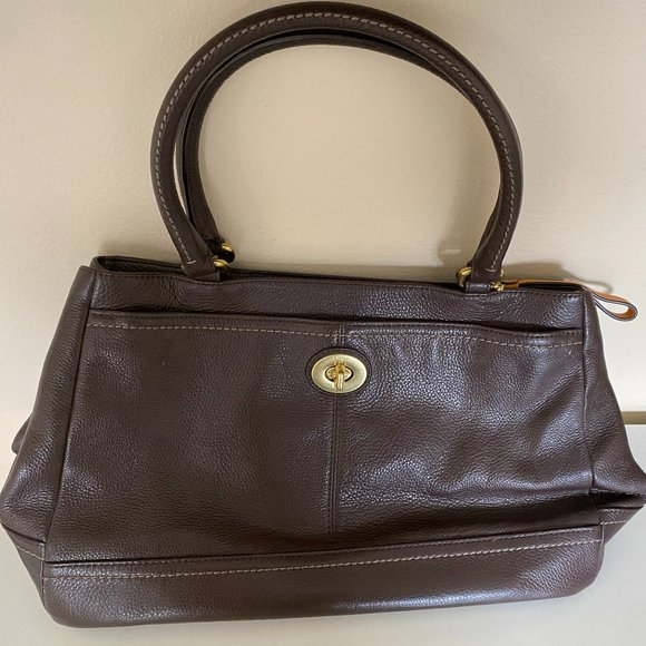 Coach Bags Coach Pebbled Leather F2328 Satchel Handbag Purse Brown